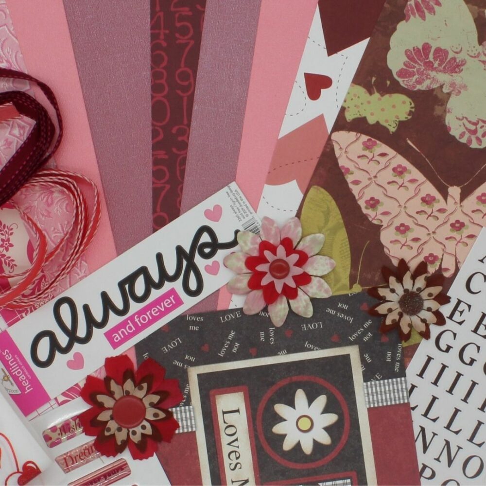 Always 27 piece scrap booking kit close up